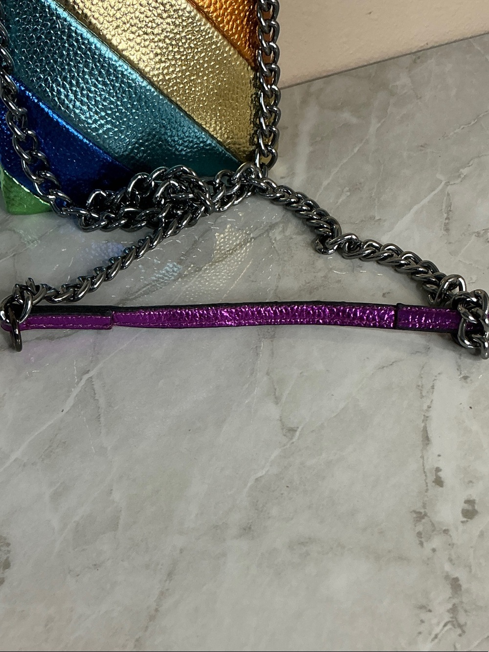 Kurt Geiger London Kensington metallic rainbow leather phone crossbody bag (EUC) - Picture 8 of 9